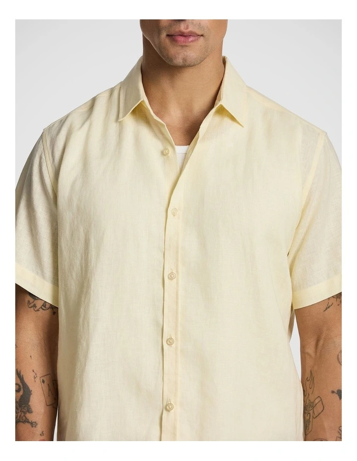 Lewis Pure Linen Shirt in Yellow image 3