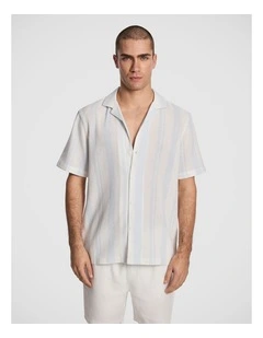 Aruba Stripe Cotton Shirt in Light Blue