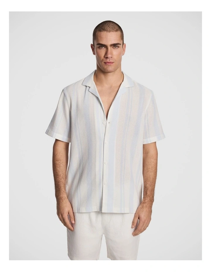 Aruba Stripe Cotton Shirt in Light Blue image 1