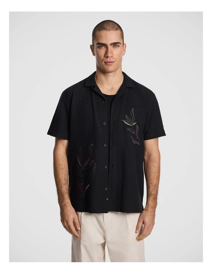 Rio Embroidered Shirt in Black image 1