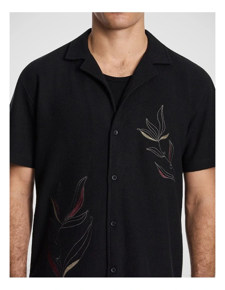 Rio Embroidered Shirt in Black image 3