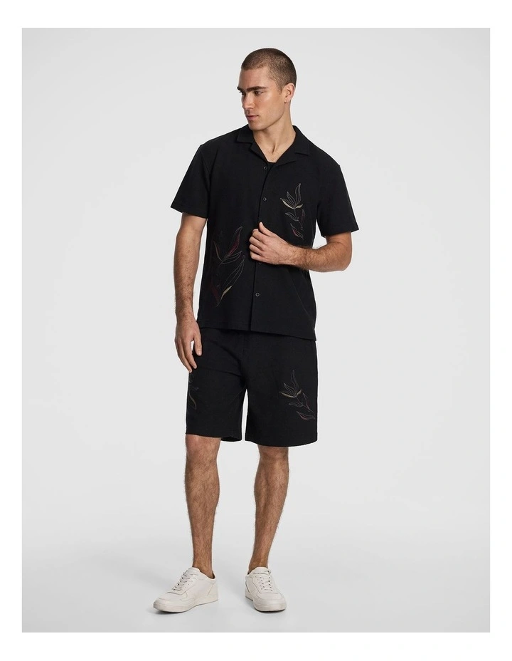 Rio Embroidered Shirt in Black image 6