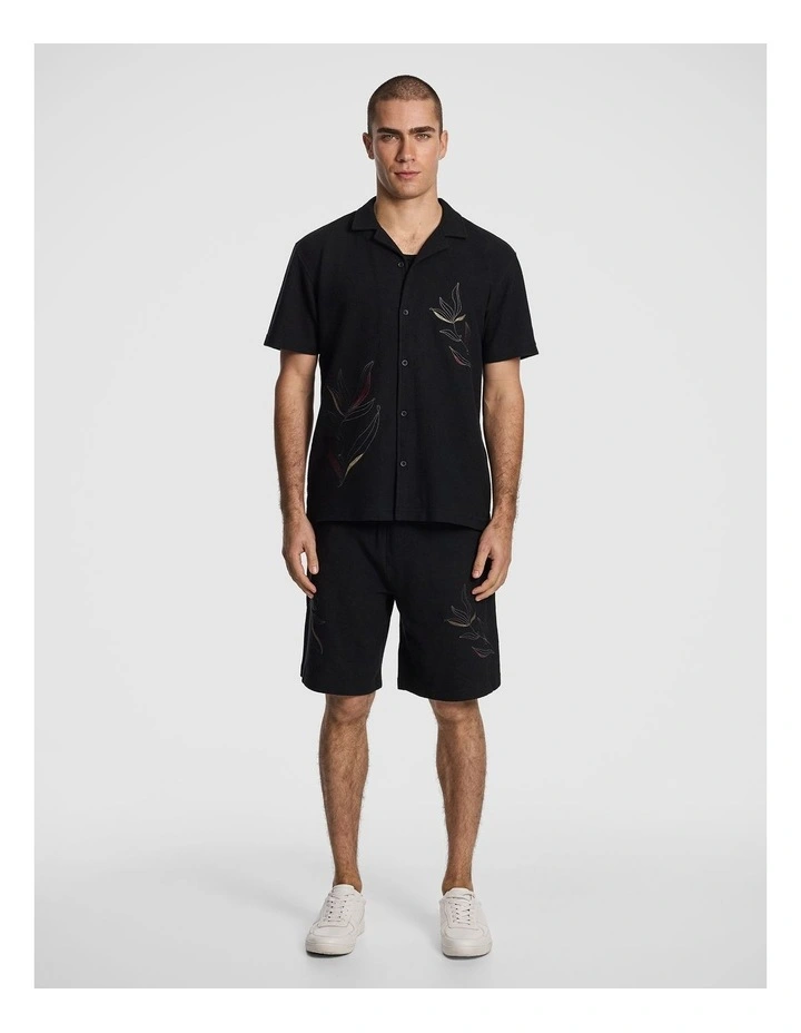 Rio Embroidered Shirt in Black image 7