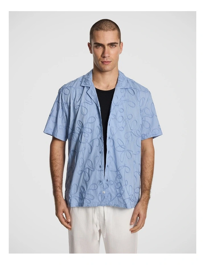 Bodhi Embroidered Shirt in Blue image 1