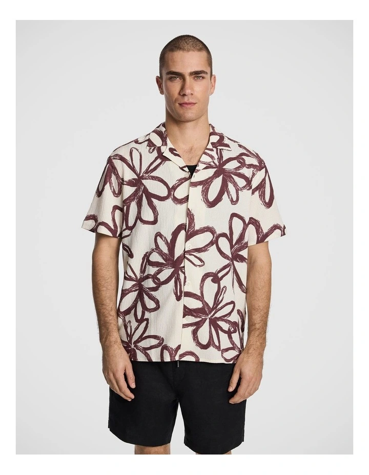 Dallas Printed Shirt in Burgundy image 1