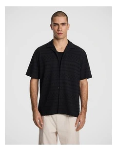 Metro Crochet Shirt in Black