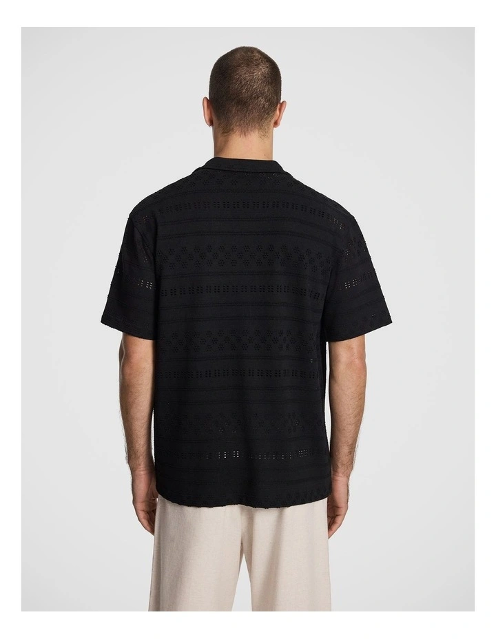 Metro Crochet Shirt in Black image 2