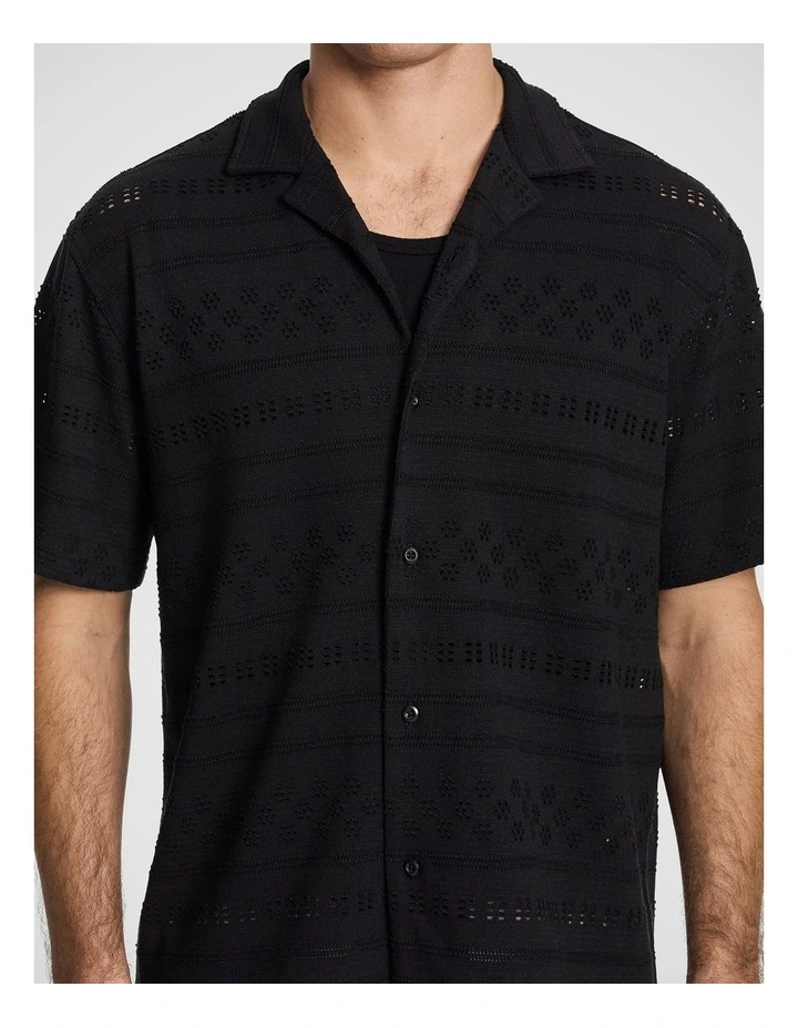 Metro Crochet Shirt in Black image 3