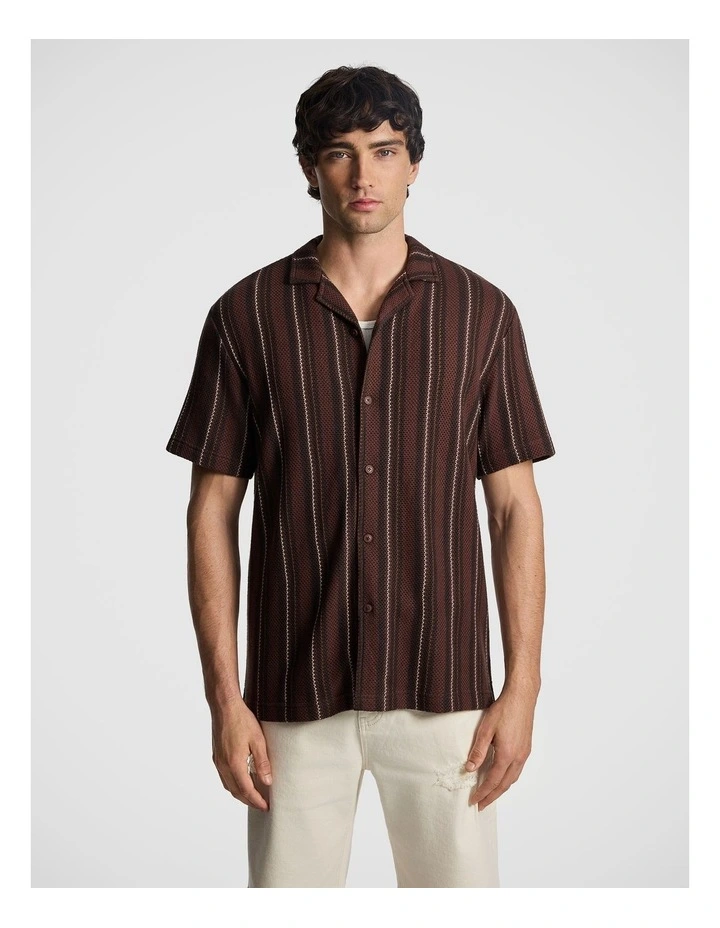 Elian Stripe Jersey Shirt in Chocolate image 1