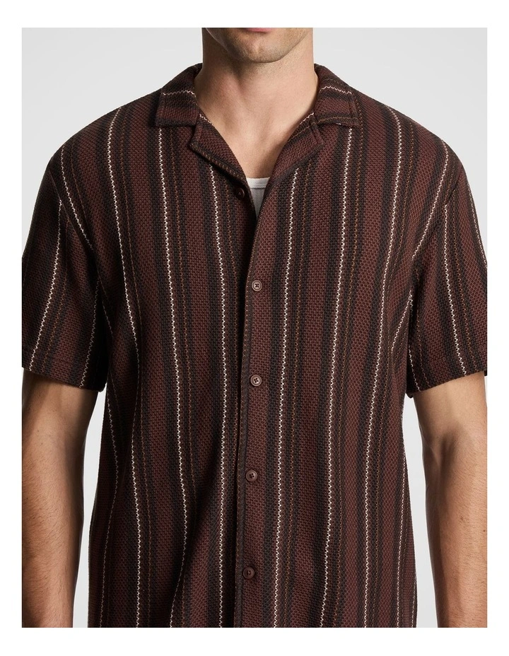 Elian Stripe Jersey Shirt in Chocolate image 3