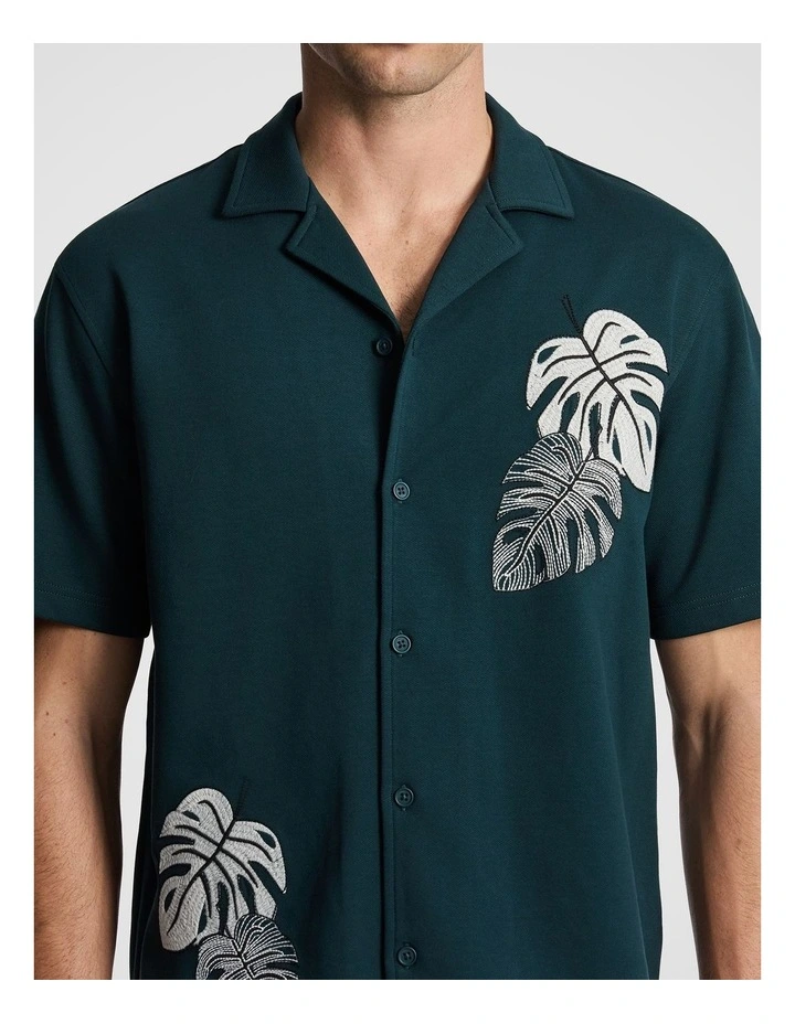 Stellan Embroidered Shirt in Forest image 3