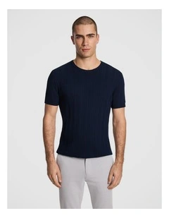 Alistar Knitted Tee in Navy