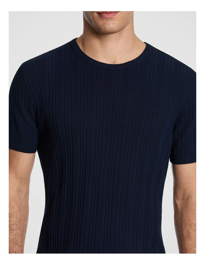 Alistar Knitted Tee in Navy image 3