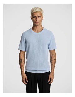 Striker Cotton Knitted Tee in Light Blue