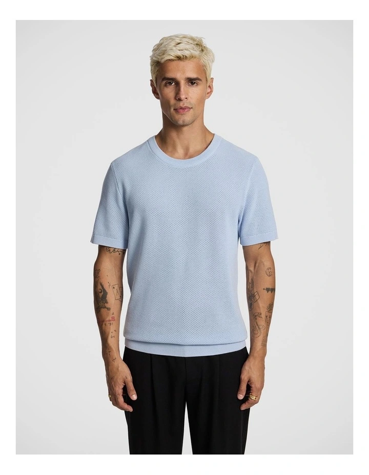 Striker Cotton Knitted Tee in Light Blue image 1