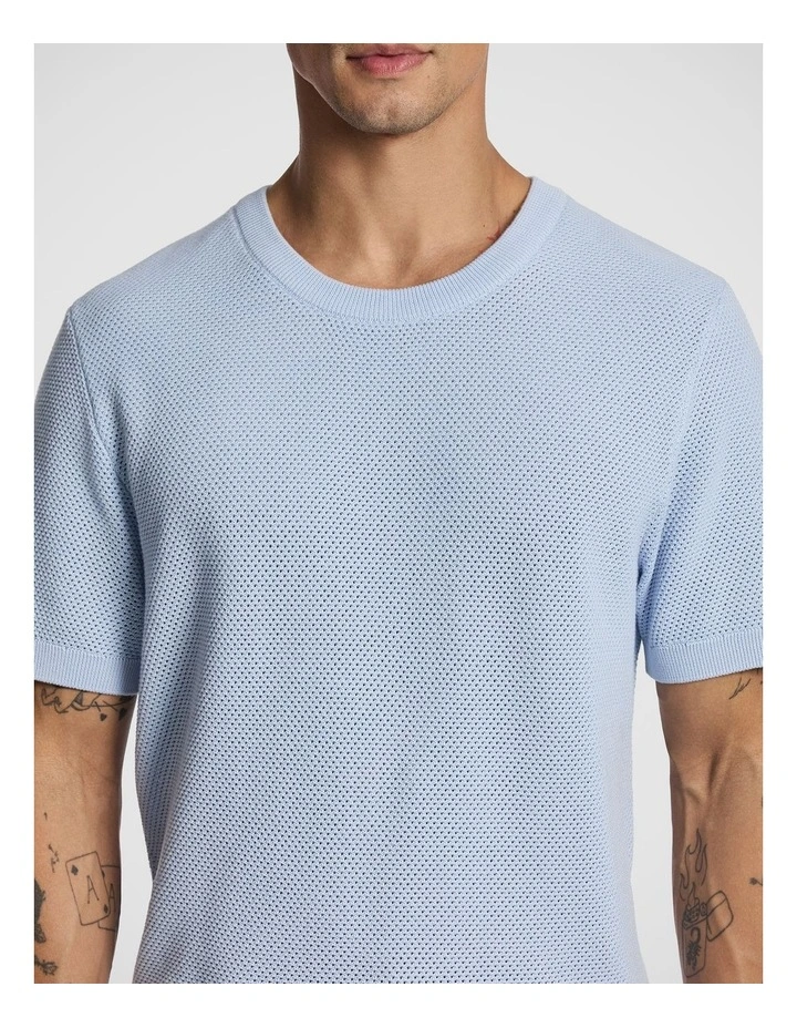 Striker Cotton Knitted Tee in Light Blue image 3