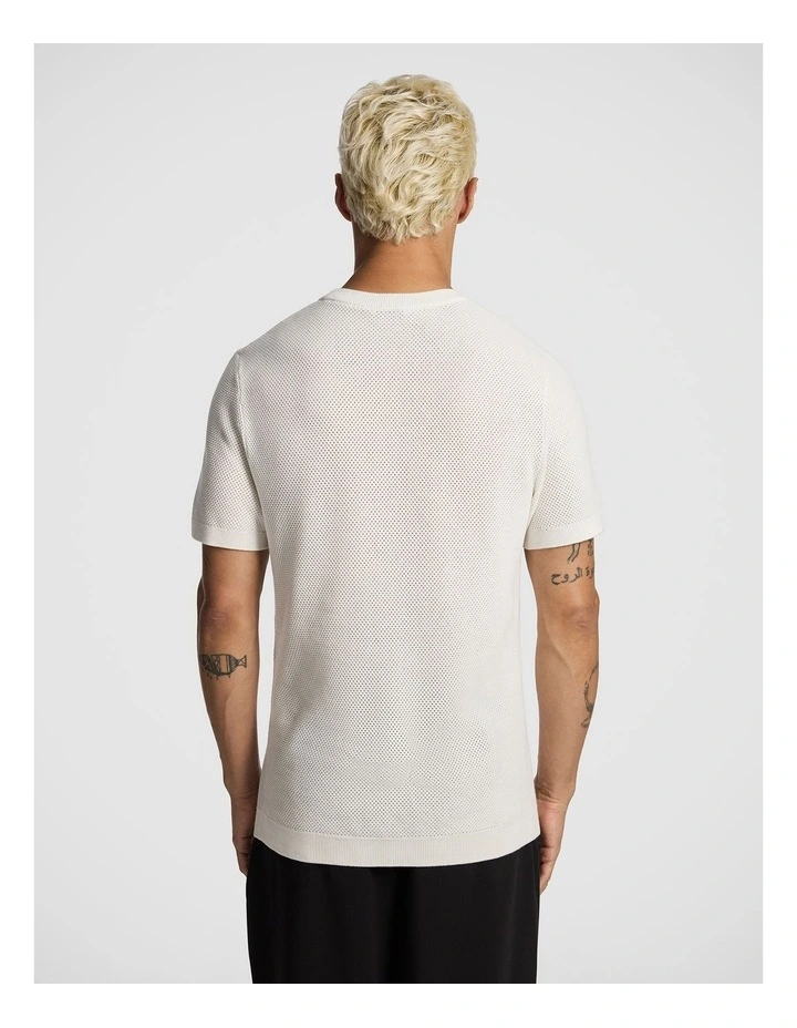 Striker Cotton Knitted Tee in Off White image 2