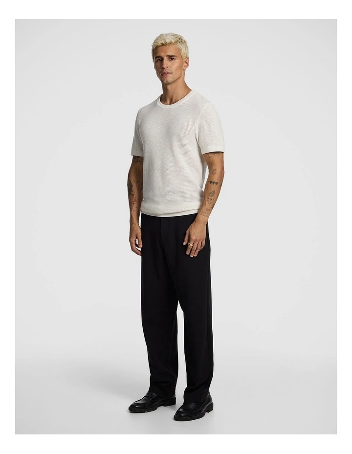 Striker Cotton Knitted Tee in Off White image 4