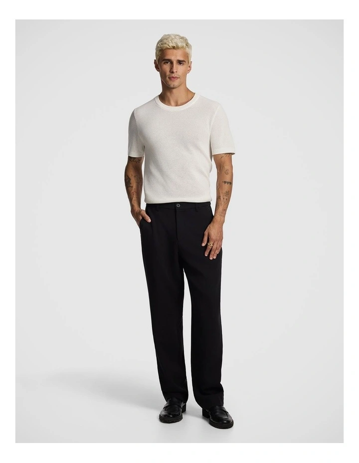 Striker Cotton Knitted Tee in Off White image 5