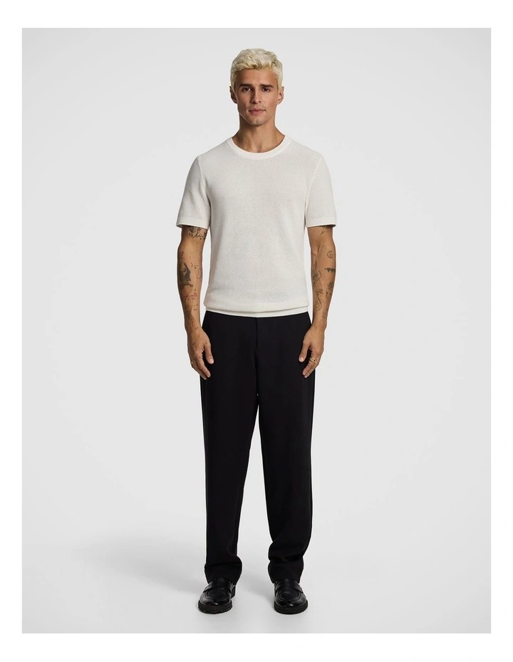 Striker Cotton Knitted Tee in Off White image 6
