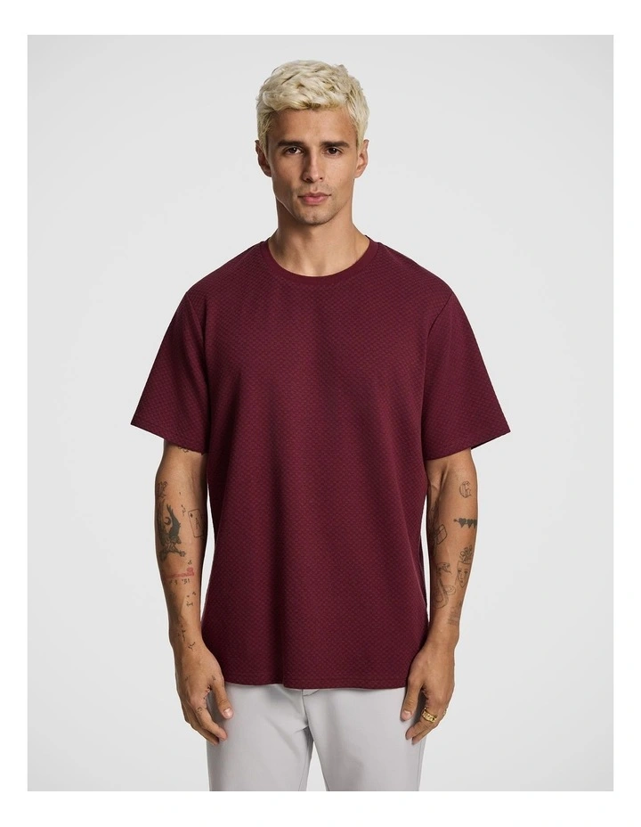 Lynx Textured Tee in Burgundy image 1