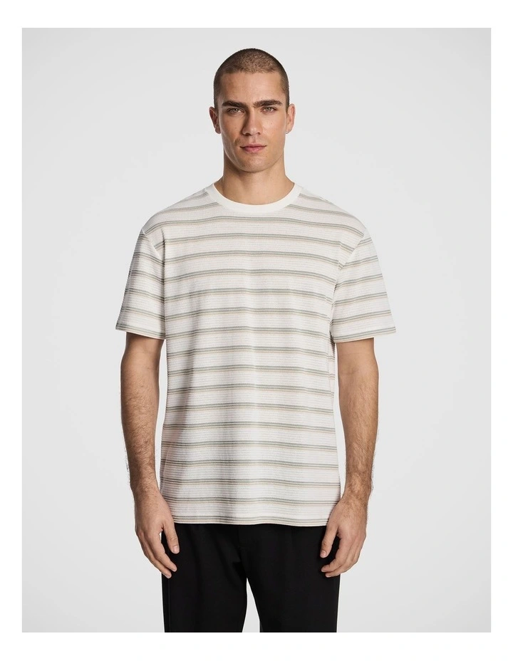 Flinders Textured Stripe Tee in Sage image 1