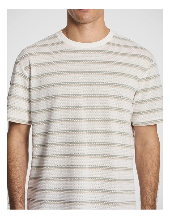 Flinders Textured Stripe Tee in Sage image 3