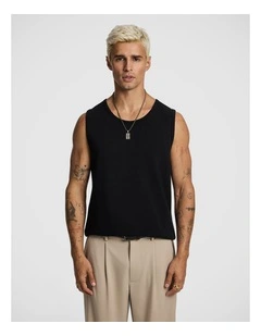 Elwood Textured Singlet in Black