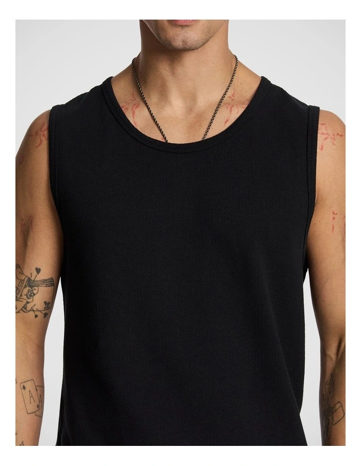 Elwood Textured Singlet in Black image 3
