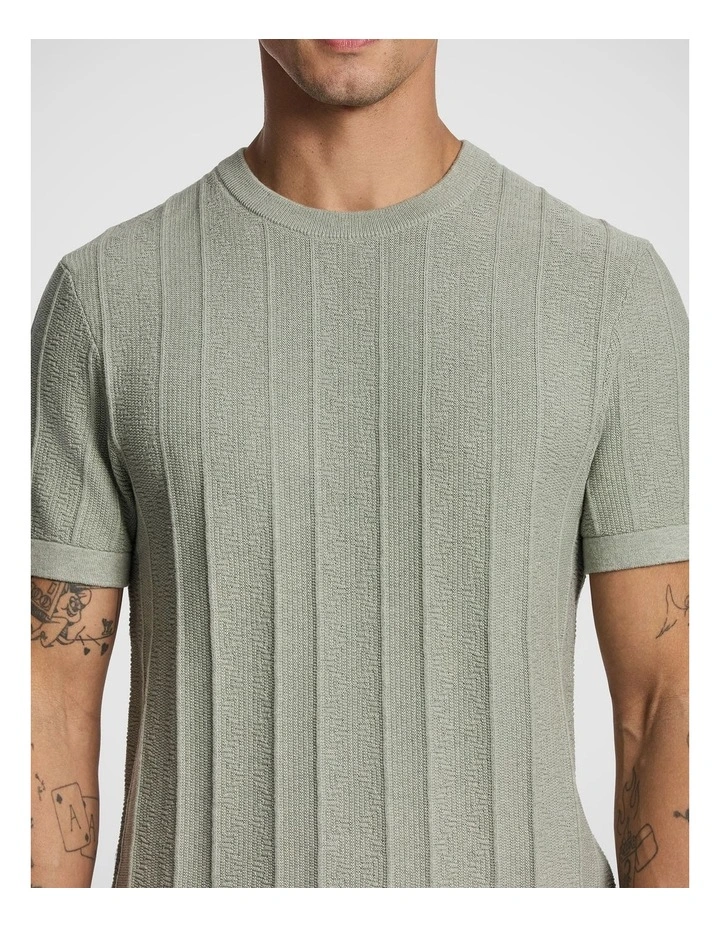 Ellis Cotton Knitted Tee in Sage image 3