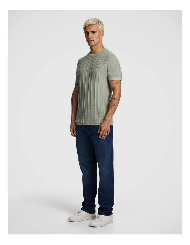Ellis Cotton Knitted Tee in Sage image 4