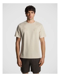 Avenue Embroidered Tee in Natural