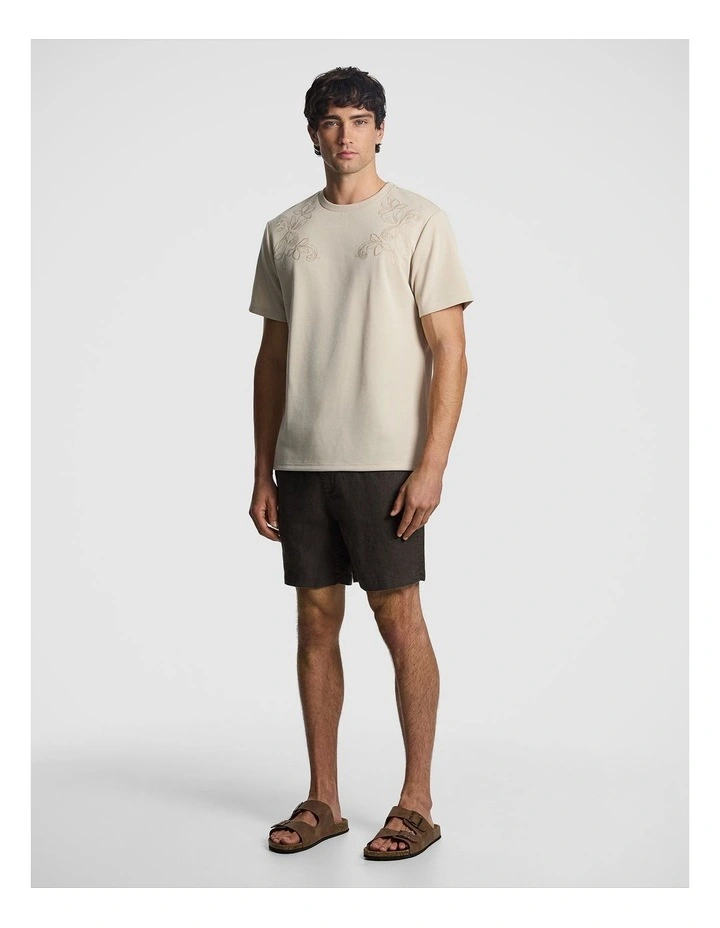 Avenue Embroidered Tee in Natural image 4