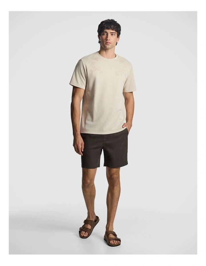 Avenue Embroidered Tee in Natural image 5