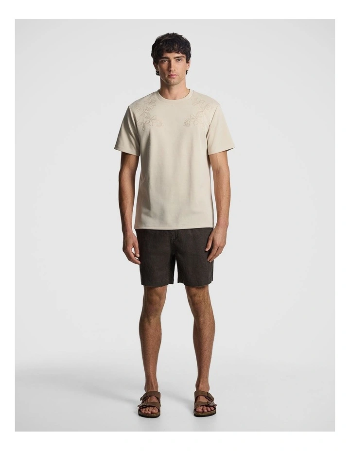 Avenue Embroidered Tee in Natural image 6