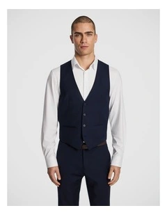 Atlas Wool Blend Waistcoat in Navy