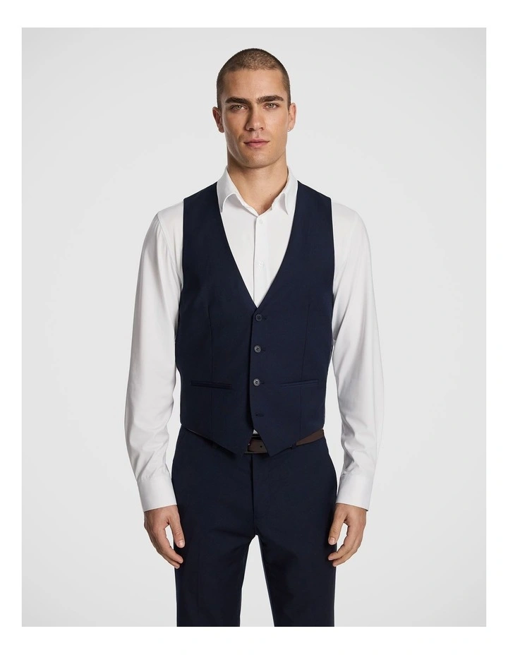 Atlas Wool Blend Waistcoat in Navy image 1