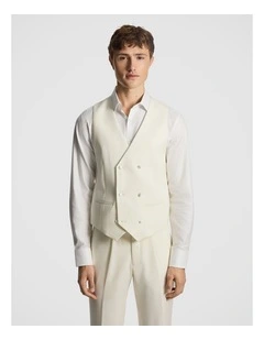 Amalfi Wool Blend Double Breasted Waistcoat in Off White