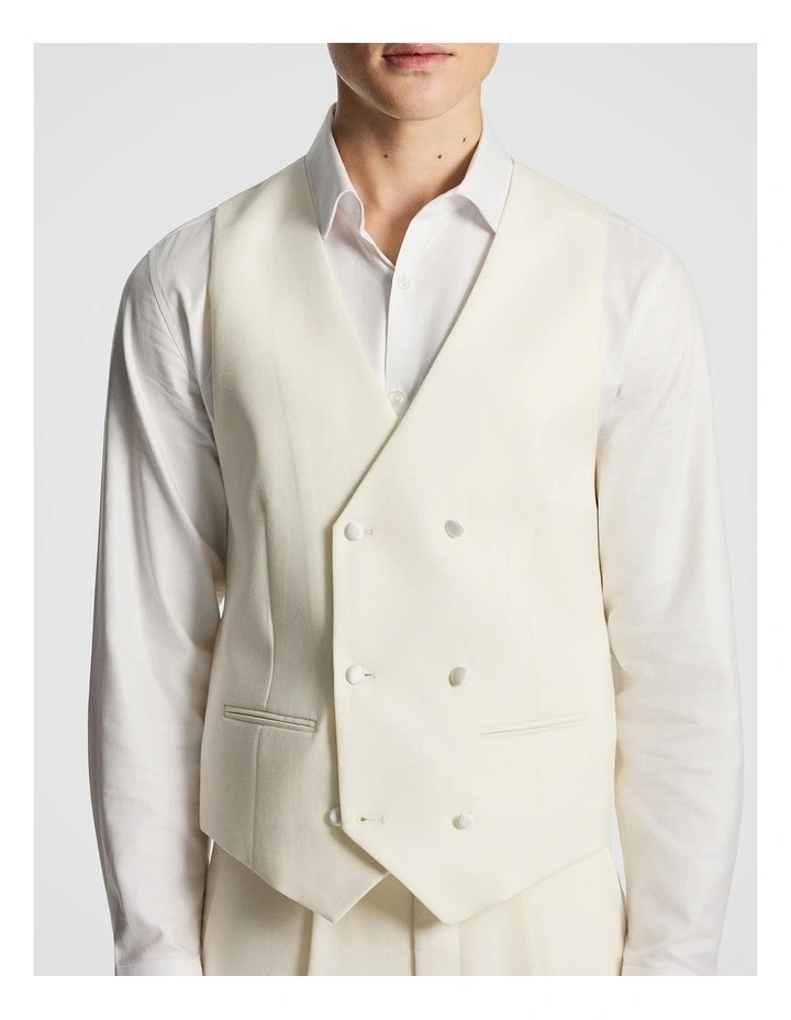 Amalfi Wool Blend Double Breasted Waistcoat in Off White image 2