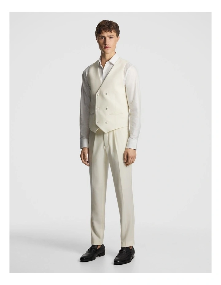 Amalfi Wool Blend Double Breasted Waistcoat in Off White image 4