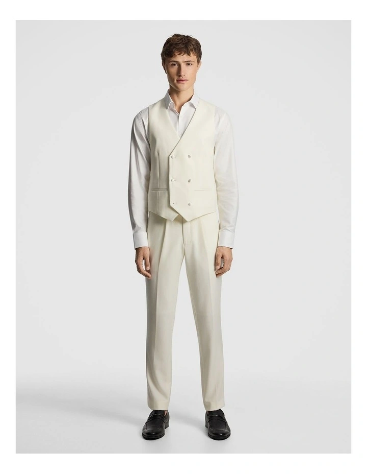 Amalfi Wool Blend Double Breasted Waistcoat in Off White image 5