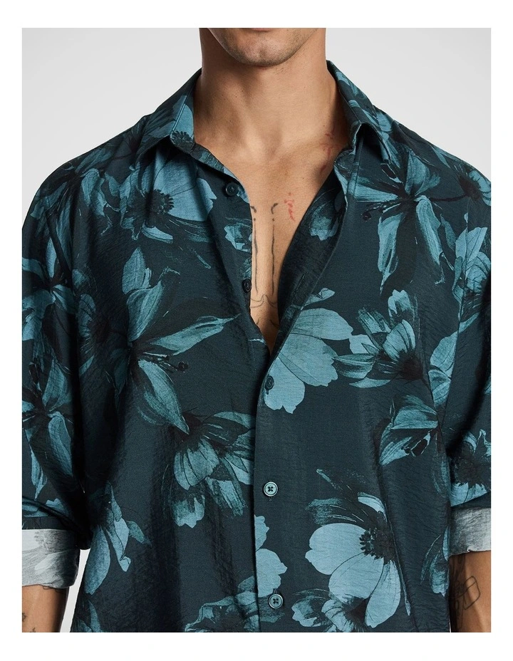 Massimo Floral Print Shirt in Dark Green image 3