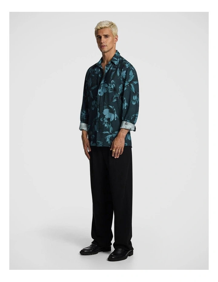 Massimo Floral Print Shirt in Dark Green image 4