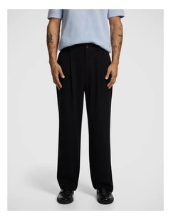 Brooks Pleated Wide Chino in Black