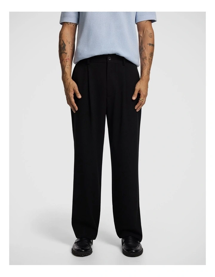 Brooks Pleated Wide Chino in Black image 1