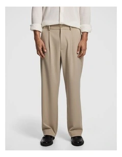 Brooks Pleated Wide Chino in Natural