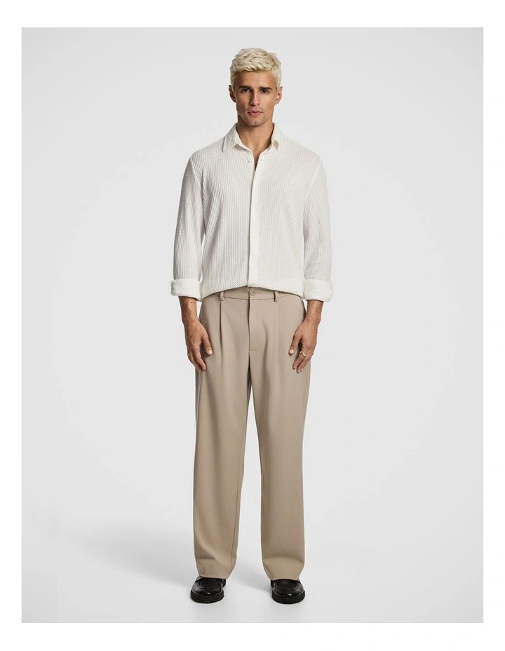 Brooks Pleated Wide Chino in Natural image 5