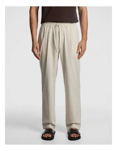 Don Pinstripe Cotton Blend Chino in Natural