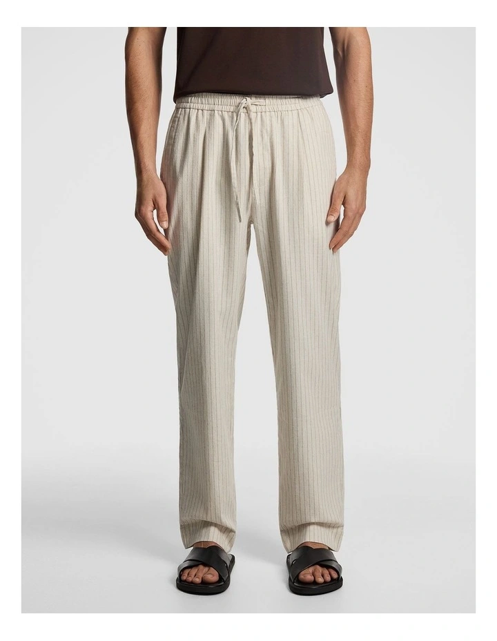 Don Pinstripe Cotton Blend Chino in Natural image 1