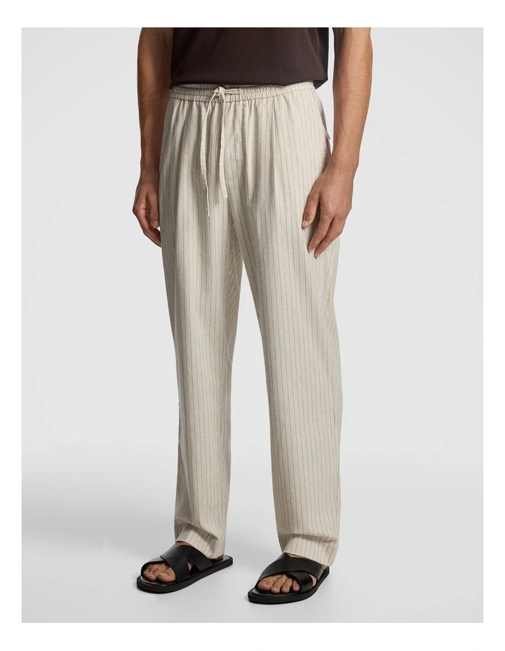 Don Pinstripe Cotton Blend Chino in Natural image 2